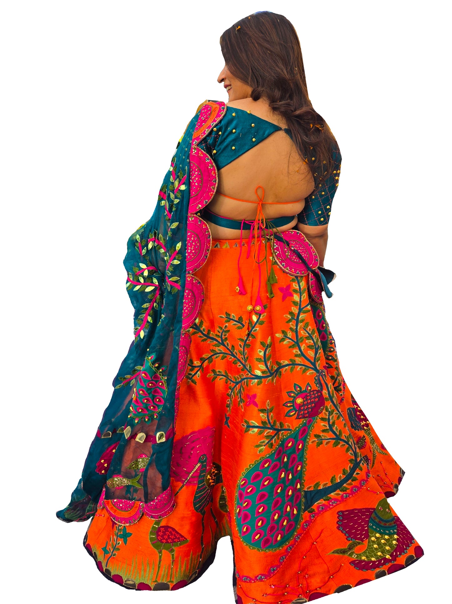 Vermillion Peacock Lehenga